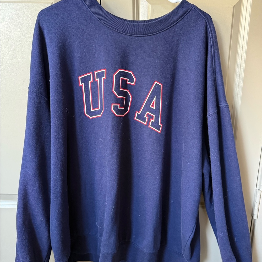 Goodfellow & Co Navy USA Graphic Crewneck Sweatshirt